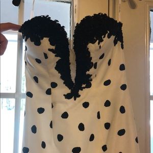Sherri Hill Polka Dot Prom Dress black and white